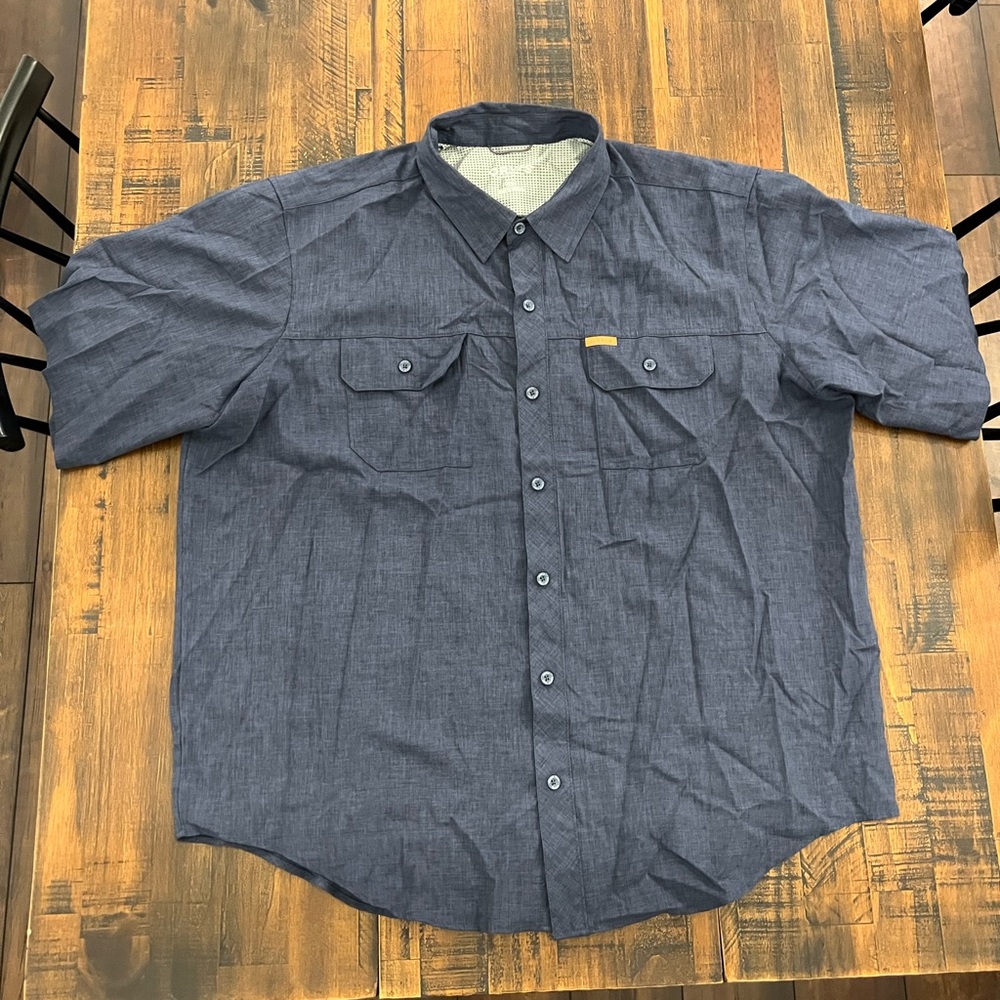 Mens Orvis XXL Navy Short Sleeved Button Down Shirt